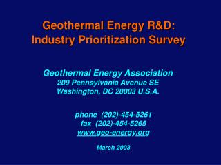 Geothermal Energy R&amp;D: Industry Prioritization Survey