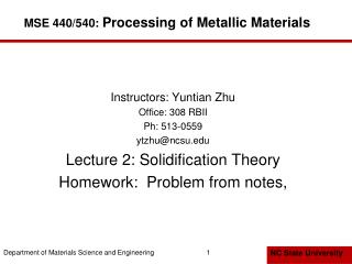 MSE 440/540: Processing of Metallic Materials