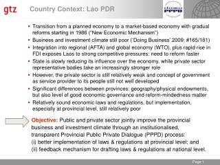 Country Context: Lao PDR
