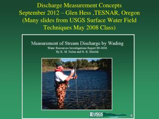 USGS Methods for Discharge and Velocity Measurement