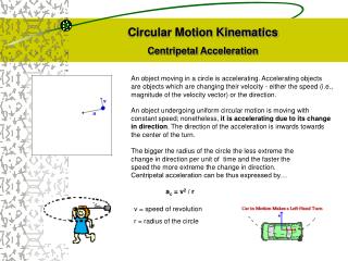 Circular Motion Kinematics Centripetal Acceleration