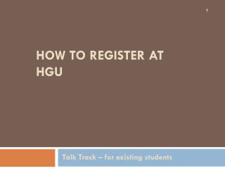 How to Register at HGU