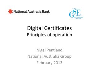 Digital Certificates Principles of operation