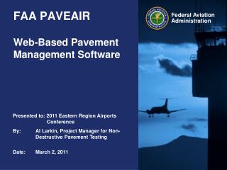 FAA PAVEAIR Web-Based Pavement Management Software