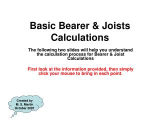 Basic Bearer &amp; Joists Calculations