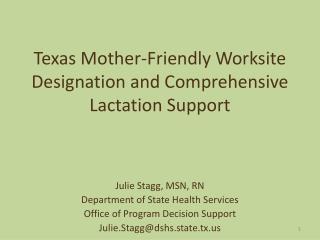 Texas Mother-Friendly Worksite Designation and Comprehensive Lactation Support
