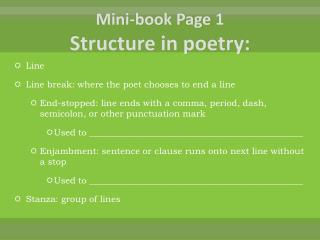 Mini-book Page 1 Structure in poetry: