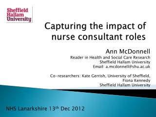 Capturing the impact of nurse consultant roles