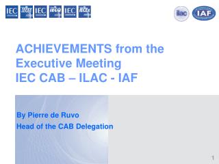 ACHIEVEMENTS from the Executive Meeting IEC CAB – ILAC - IAF