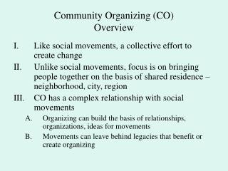 Community Organizing (CO) Overview