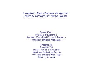 Innovation in Alaska Fisheries Management (And Why Innovation Isn’t Always Popular)