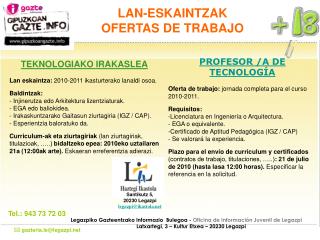 LAN-ESKAINTZAK OFERTAS DE TRABAJO