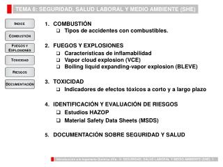 COMBUSTIÓN Tipos de accidentes con combustibles. FUEGOS Y EXPLOSIONES