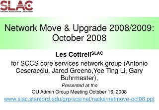 Network Move &amp; Upgrade 2008/2009: October 2008