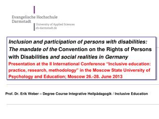 Prof. Dr. Erik Weber – Degree Course Integrative Heilpädagogik / Inclusive Education