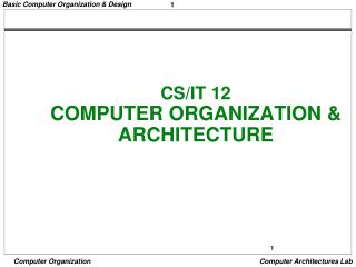 CS/IT 12 COMPUTER ORGANIZATION &amp; ARCHITECTURE