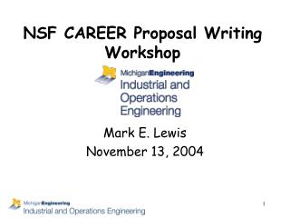 NSF CAREER Proposal Writing Workshop