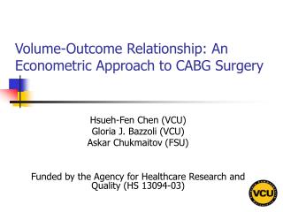 Volume-Outcome Relationship: An Econometric Approach to CABG Surgery