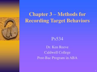 Chapter 3 – Methods for Recording Target Behaviors