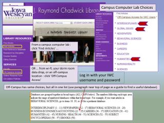 From a campus computer lab : click ‘Find Articles’ …