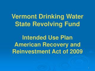 DWSRF Program Contacts Water Supply Division and Vermont Rural Water Association