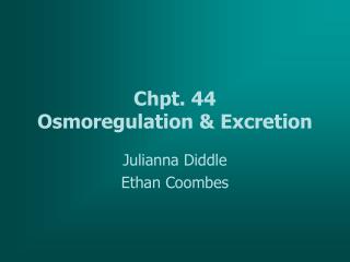 Chpt. 44 Osmoregulation &amp; Excretion