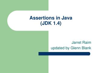 Assertions in Java (JDK 1.4)