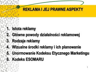 REKLAMA I JEJ PRAWNE ASPEKTY