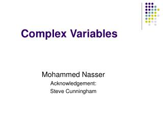 Complex Variables