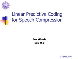 Linear Predictive Coding for Speech Compression