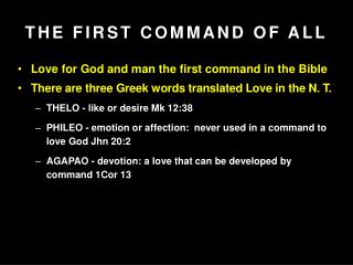 THE FIRST COMMAND OF ALL