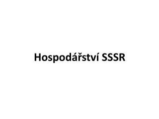 Hospodářství SSSR