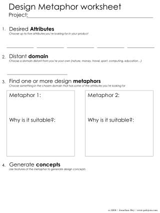 Design Metaphor worksheet Project: