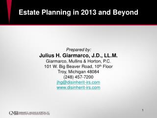 Estate Planning in 2013 and Beyond