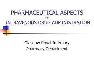 Glasgow Royal Infirmary Pharmacy Department