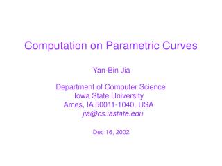 Computation on Parametric Curves