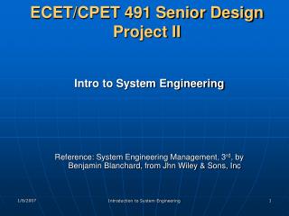 ECET/CPET 491 Senior Design Project II