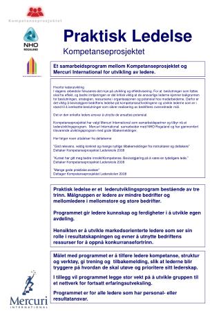 Praktisk Ledelse Kompetanseprosjektet