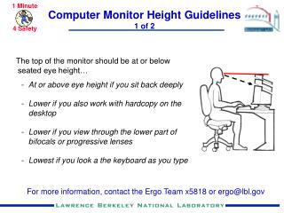 Computer Monitor Height Guidelines 1 of 2
