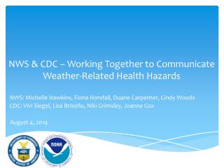 NWS &amp; CDC – Working Together to Communicate Weather-Related Health Hazards