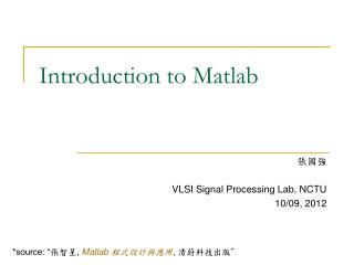 Introduction to Matlab