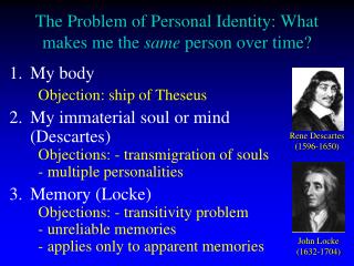 The Problem of Personal Identity: What makes me the same person over time?