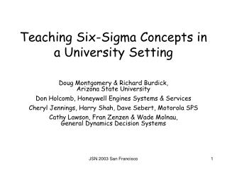 Teaching Six-Sigma Concepts in a University Setting