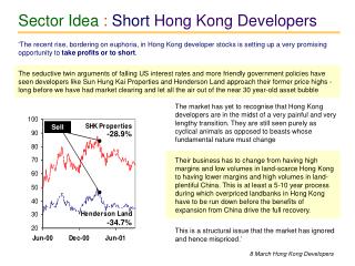 Sector Idea : Short Hong Kong Developers