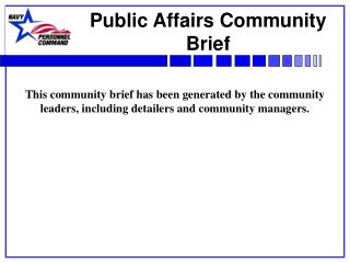 Public Affairs Community Brief