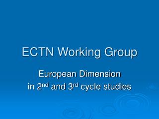 ECTN Working Group