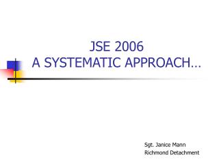 JSE 2006 A SYSTEMATIC APPROACH…