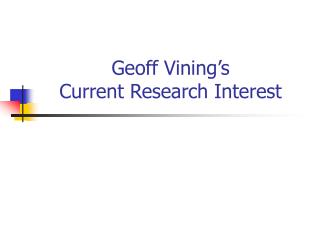 Geoff Vining’s Current Research Interest