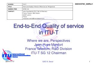 End-to-End Quality of service in ITU-T