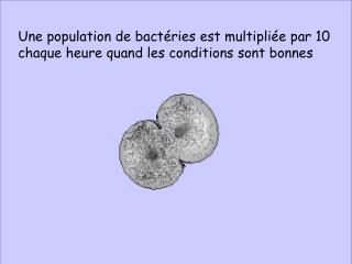 Une population de bactéries est multipliée par 10 chaque heure quand les conditions sont bonnes